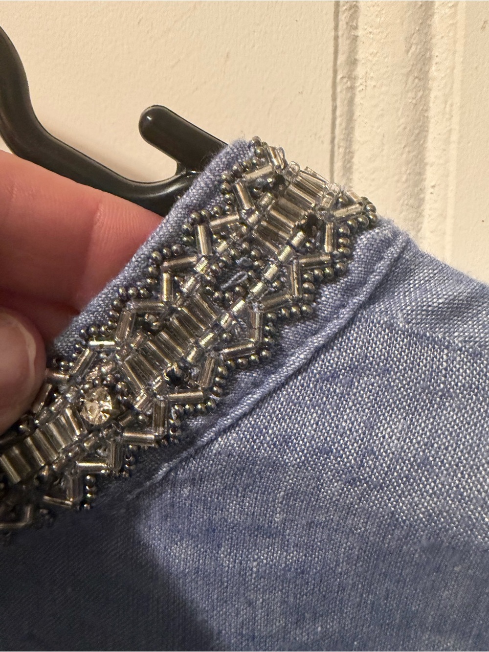 Chico’s Blue Linen Blend Embellished Beaded Tunic Dress Top Size 2 Boho Resort - Picture 14 of 14